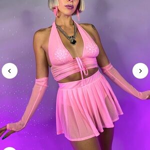 Rave Wonderland Y2K Doll Halter Crop Top